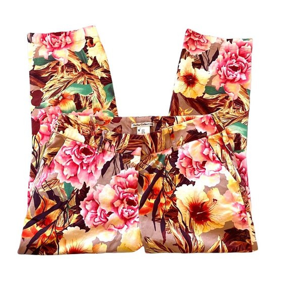 Dalia Collection Women's Pants Capris Floral Size 2 Stretch - Picture 1 of 7